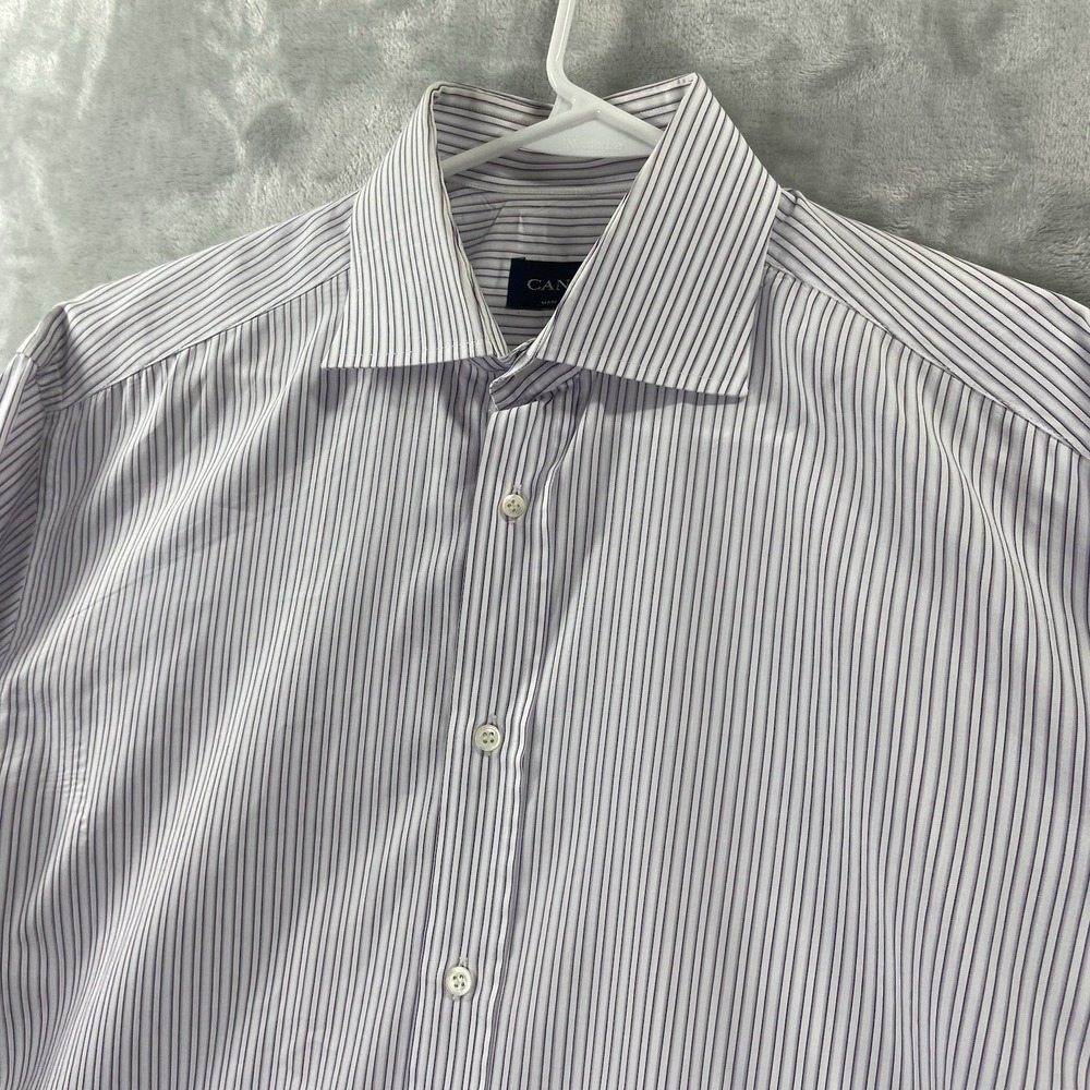 Canali Dress Shirt men's 15.75 40 Button Up Striped Cotton Casual Long Sleeve - Picture 6 of 12